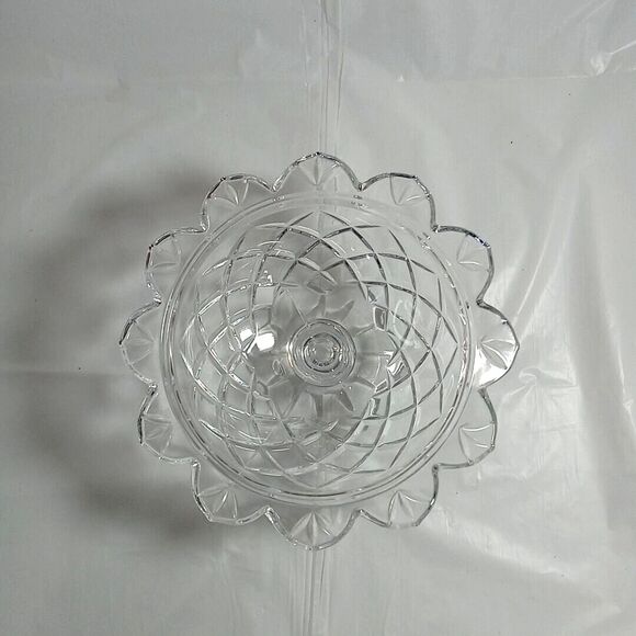 Clear glass pedestal bowl floral * - Picture 2 of 6